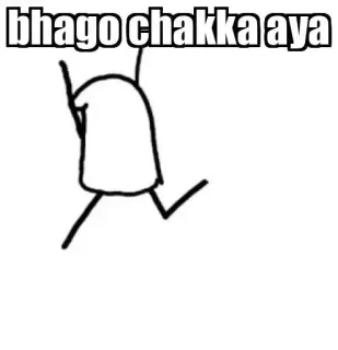 😂 bhago chakka aya running, stick figure, hindi, offensive telegram sticker