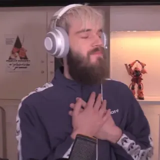 😌 PewDiePie youtuber, internet personality, gamer, influencer, man, headphones, beard, meme whatsapp sticker