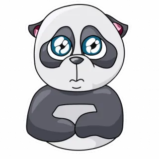 😖 Panda, Triste, Mono, Animal, Adhesivo, Dibujo animado, Kawaii whatsapp sticker