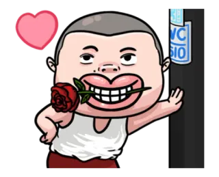 ❤️ dibujo animado, rosa, amor, corazón, personaje, hombre whatsapp sticker