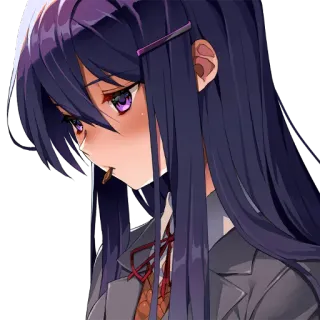 😍 Yuri Doki Doki Literature Club! Anime, Mädchen, Süß, Traurig, Manga, Buch, Braune Haare telegram sticker