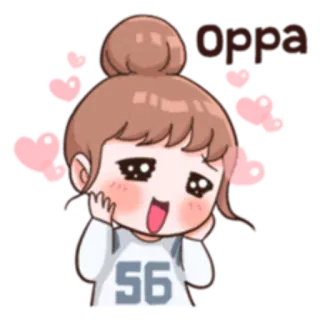 ❤️ Oppa 可愛い, 女の子, ハート, 愛, アニメ, オッパ whatsapp sticker