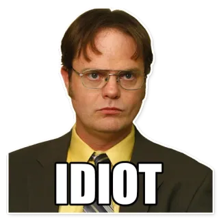 🖕 Dwight Schrute The Office IDIOT офис, дуайт, сериал, идиот, смешно, комедия whatsapp sticker