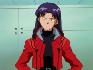 🤨 Misato Katsuragi Neon Genesis Evangelion Аниме, Девушка, Персонаж, Мисато, Евангелион whatsapp sticker