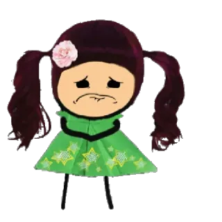 😞 悲伤, 卡通, 连衣裙, 女孩, 插图, 可爱, 数字艺术 whatsapp sticker