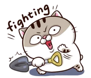 💪 fighting !! 고양이, 만화, 귀여운, 싸움, 삽, 동물, 공격성 telegram sticker