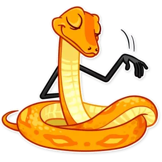 😌 cobra, desenho animado, animal, laranja, relaxante, calmo telegram sticker