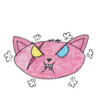 😡 cat, angry, sticker, cartoon, animal, pink, feline telegram sticker