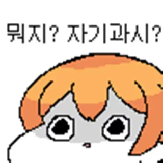 🤡 뭐지? 자기과시? Kartun, Anime, Korea, Pertanyaan, Rambut oranye, Mata, Penasaran telegram sticker