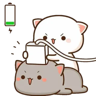 💈 Katze, Aufladen, Ladegerät, Akku, süß, Aufkleber telegram sticker