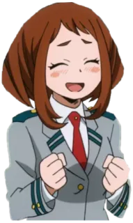 😄 Ochaco Uraraka My Hero Academia 动漫, 我的英雄学院, 丽日, 御茶子, 学生 telegram sticker