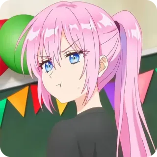 🙂 animé, fille, cheveux roses, dessin animé, mignon, expression telegram sticker