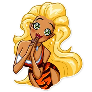 🙏 dessin animé, femme, blonde, personnage, autocollant whatsapp sticker