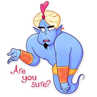 😟 Genie Are you sure? geest, Disney, cartoon, vraag, sarcasme telegram sticker