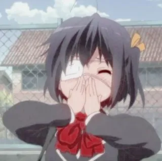 ☹️ Rikka Takanashi Love, Chunibyo & Other Delusions! Anime, Chica, Uniforme escolar, Ojo vendado, Chūnibyō, Linda whatsapp sticker