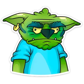 😣 Duende, Monstro, Verde, Desenho animado, Personagem, Criatura whatsapp sticker