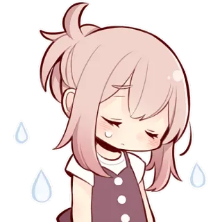 😢 triste, anime, cartoni animati, piangendo, ragazza, lacrime, arrabbiata telegram sticker