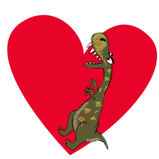 ❤ dinossauro, coração, amor, desenho animado, animal whatsapp sticker