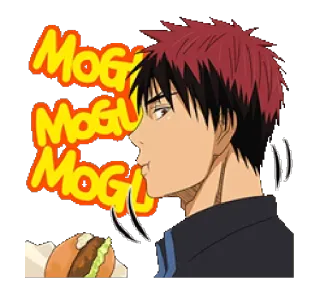 😋 Mogu Mogu Mogu essen, anime, burger, mogu, cartoon whatsapp sticker