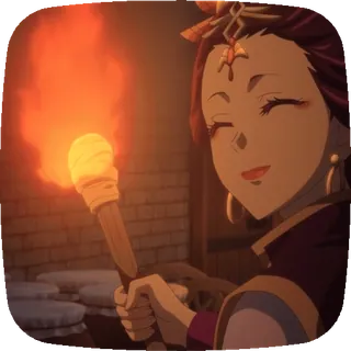 🔥 アニメ, 女性, たいまつ, 笑顔, キャラクター, エルフ telegram sticker