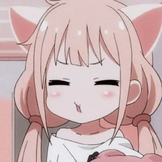 😤 Аниме, Девочка, Каваий, Милый, Кошачьи ушки, Розовый telegram sticker