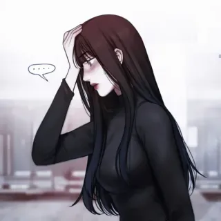 📎 ... อนิเมะ, ผู้หญิง, ผู้หญิง, เศร้า, ครุ่นคิด, กำลังคิด telegram sticker