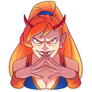 😈 Teufel, Dämon, Böse, Frau, Figur, Cartoon telegram sticker