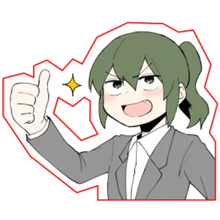 👍 Anime, Manga, Pollice in su, Ragazza, Cartone animato, Positivo whatsapp sticker
