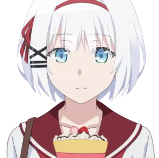 🌮 Anime, Mädchen, weißes Haar, Dessert telegram sticker