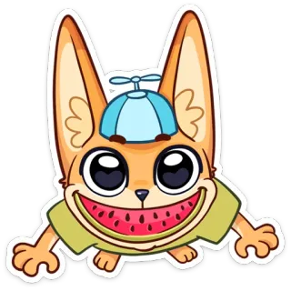 🍉 мультфильм, животное, арбуз, милый, стикер telegram sticker