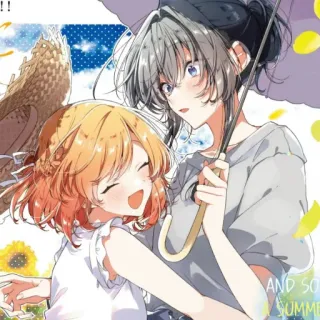 🎤 AND SO SUMMER anime, girls, summer, umbrella, friendship whatsapp sticker