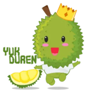 🐥 Mr. Durian Durian, Owoc, Korona, Kreskówka, Słodki, Pan telegram sticker
