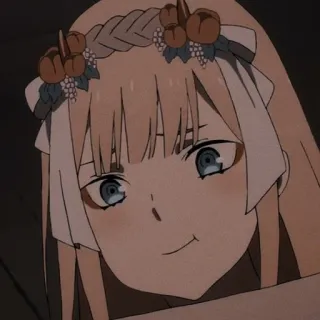 😂 Zero Two Darling in the Franxx Anime, Zero Two, Darling in the Franxx, süß, blond, Waifu telegram sticker