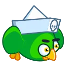 🏃♂️ pájaro verde, personaje, pájaro de dibujos animados, calavera telegram sticker