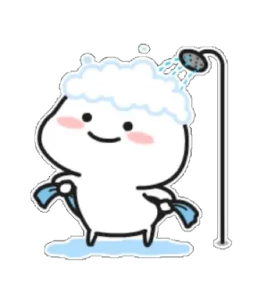 🛁 mono, kawaii, ducha, dibujos animados, burbuja, limpio whatsapp sticker