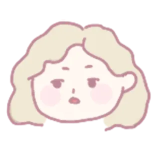 😮 Desenho animado, Mulher, Rosto, Retrato, Cabeça, Rubor, Fofo, Esboço telegram sticker