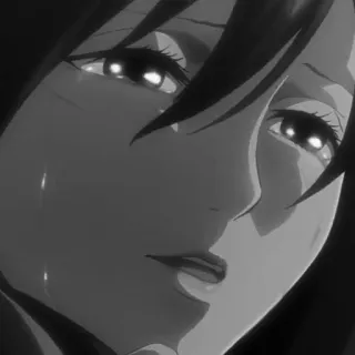 🗡 Anime, Triste, Chorando, Emocional, Retrato, Preto e branco telegram sticker