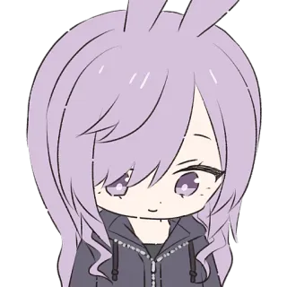 😞 Аниме, Зайчик, Девушка, Милый, Мультфильм, Стикер whatsapp sticker