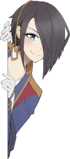 🤔 anime, girl, smirking, military uniform, peeking telegram sticker