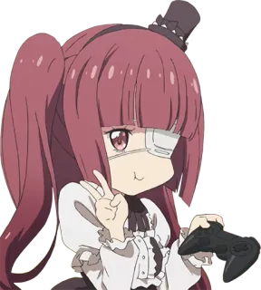 🎮 Anime, Chica, Lindo, Mando, Parche en el ojo, Chibi whatsapp sticker