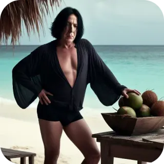 🏖 Severus Snape Harry Potter beach, man, swimsuit, coconuts, harry potter telegram sticker