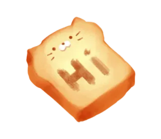👋 Hi แมว, ขนมปังปิ้ง, อาหาร, สัตว์, ทักทาย, สวัสดี whatsapp sticker