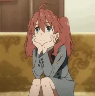 🍧 Anime, Meisje, Schattig, Cartoon, Rood haar, Verdrietig, Darling in the Franxx telegram sticker