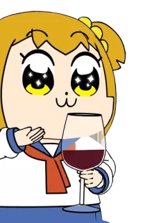 🍸 Popuko Pop Team Epic anime, cartoon, wine, drinking, cute, popuko, pop team epic telegram sticker