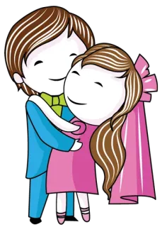 ❤ 커플, 만화, 포옹, 사랑, 로맨스 telegram sticker