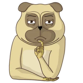 😑 anjing, pug, berpikir, kartun, binatang, hewan peliharaan telegram sticker