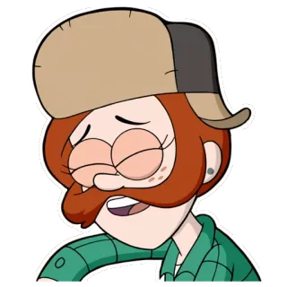 💂 Soos Ramirez Gravity Falls Kartun, Kacamata, Topi, Senang, Ceria telegram sticker
