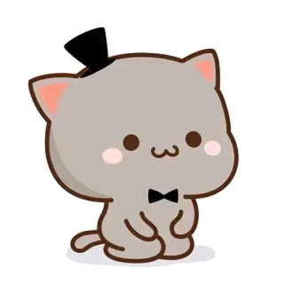 😗 kucing, hewan, anak kucing, imut, kartun, dasi kupu-kupu, topi telegram sticker