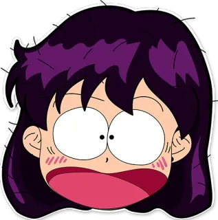😱 anime, cartoon, purple hair, surprised, shocked, face, mouth open whatsapp sticker