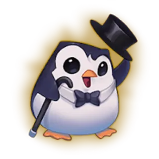 🐧 penguin, top hat, bow tie, cane, formal wear, cartoon telegram sticker